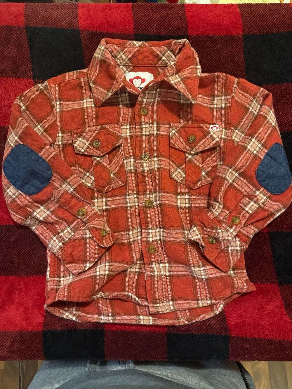 Appaman Bossa Nova Plaid Flannel Button-Up Shirt with Elbow Patches Size 4T